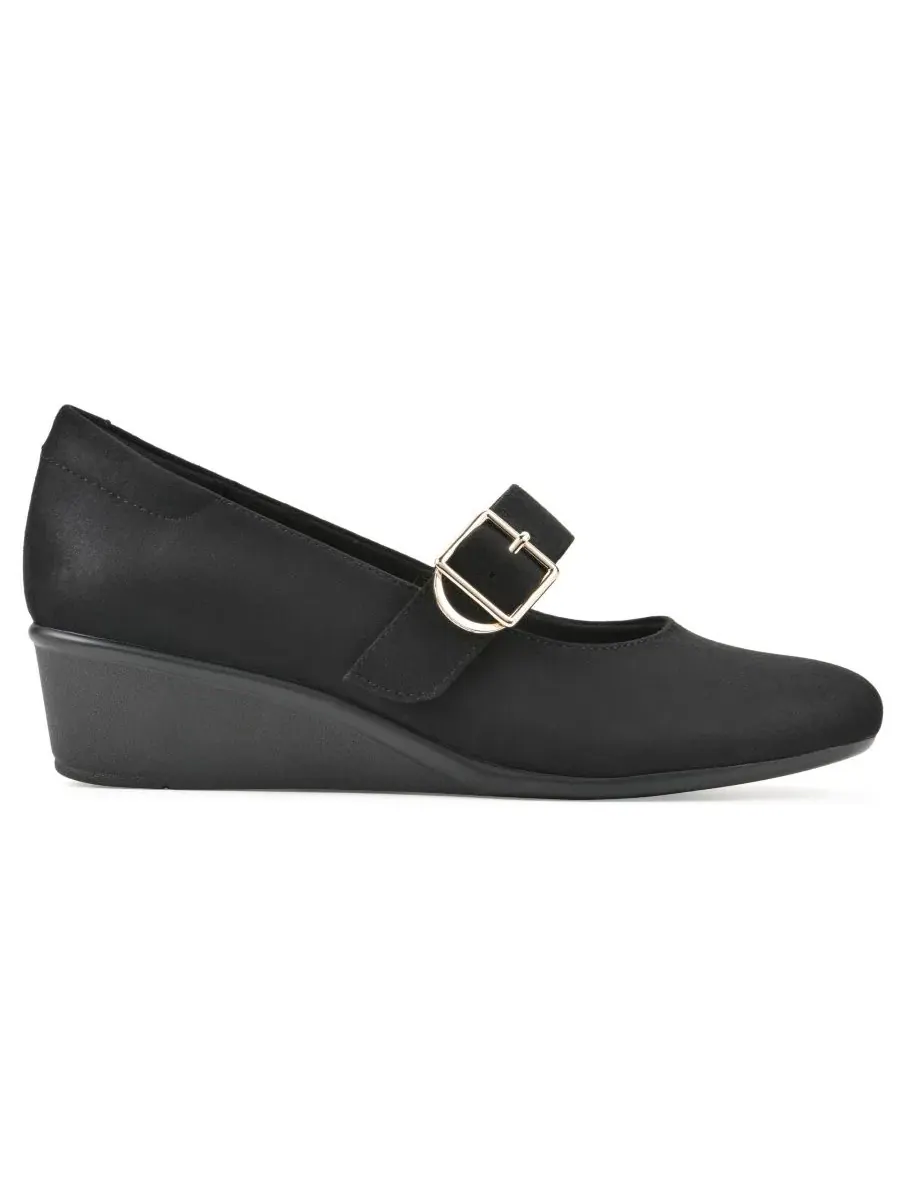 Туфли-мэри джейн на танкетке Bolford Black Fabric Cliffs by White Mountain — изображение 2 из 6, черный