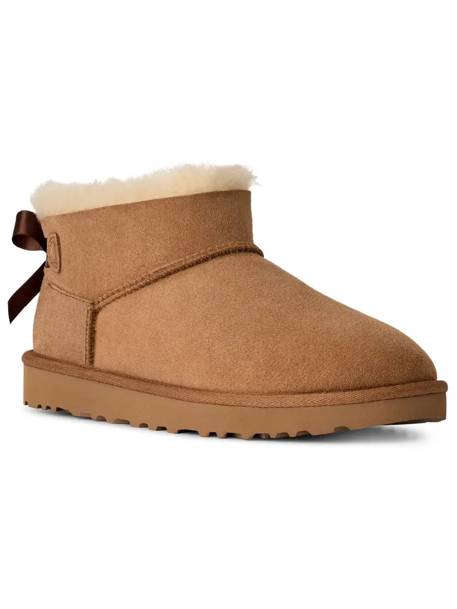 Женские ботинки Ultra Mini Bailey Bow с круглым мысом UGG — изображение 1 из 6, орех