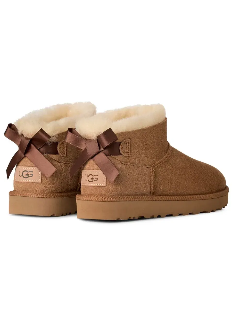 Женские ботинки Ultra Mini Bailey Bow с круглым мысом UGG — изображение 6 из 6, орех