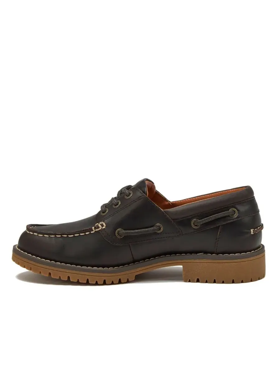 Женские кожаные лодочки на шнуровке Seaport Leather Lace Up Boat Shoes Lands' End — изображение 3 из 4, эспрессо