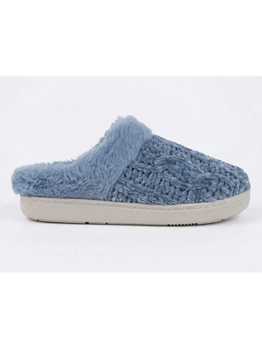 Женские тапочки для дома с плюшевой подкладкой, модель Knit House Slippers Badgley Mischka — изображение 2 из 3, синий