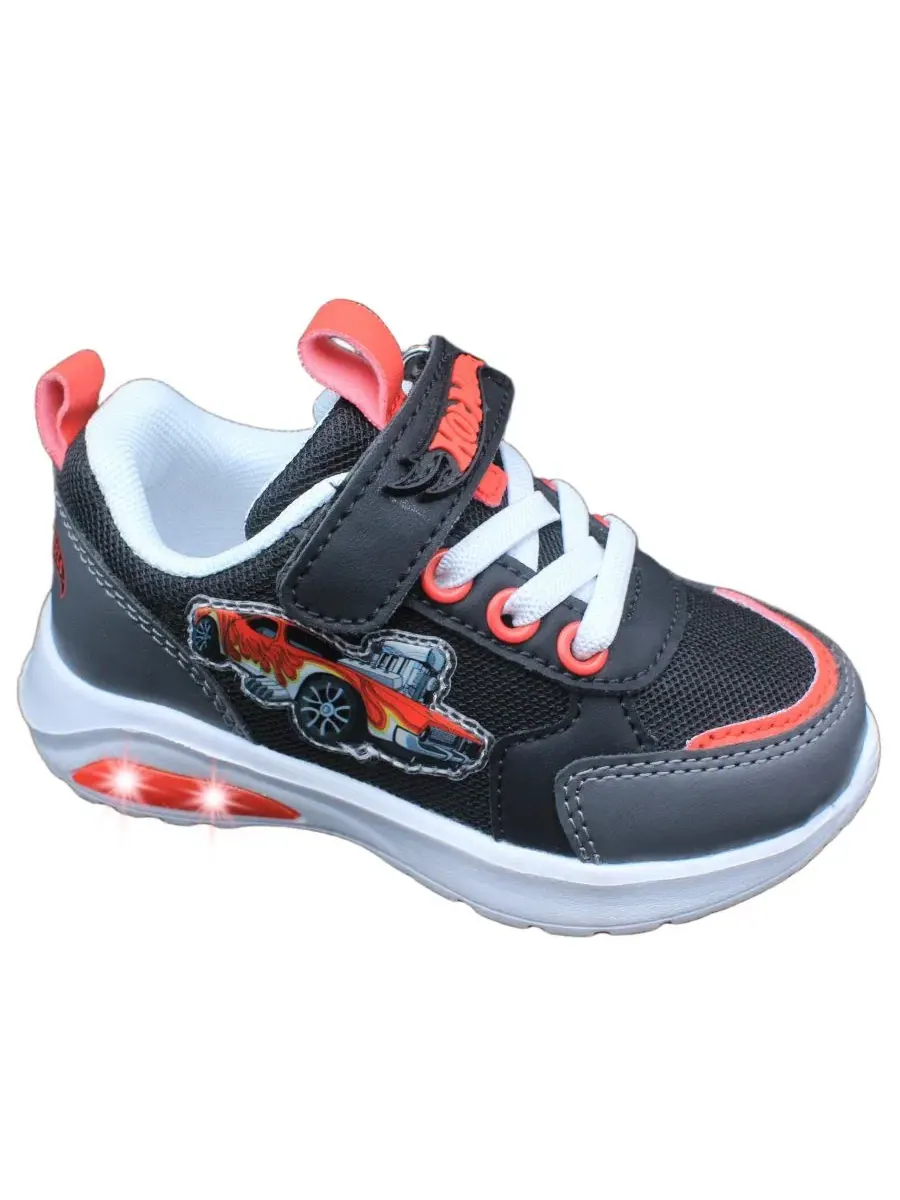 Детские кроссовки со светящейся подошвой Hot Wheels — черный