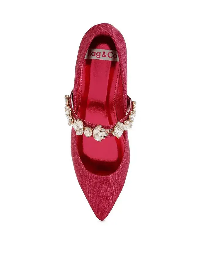 Женские балетки Flavia Diamante с брошью и блестками Rag & Co — изображение 4 из 5, розовый