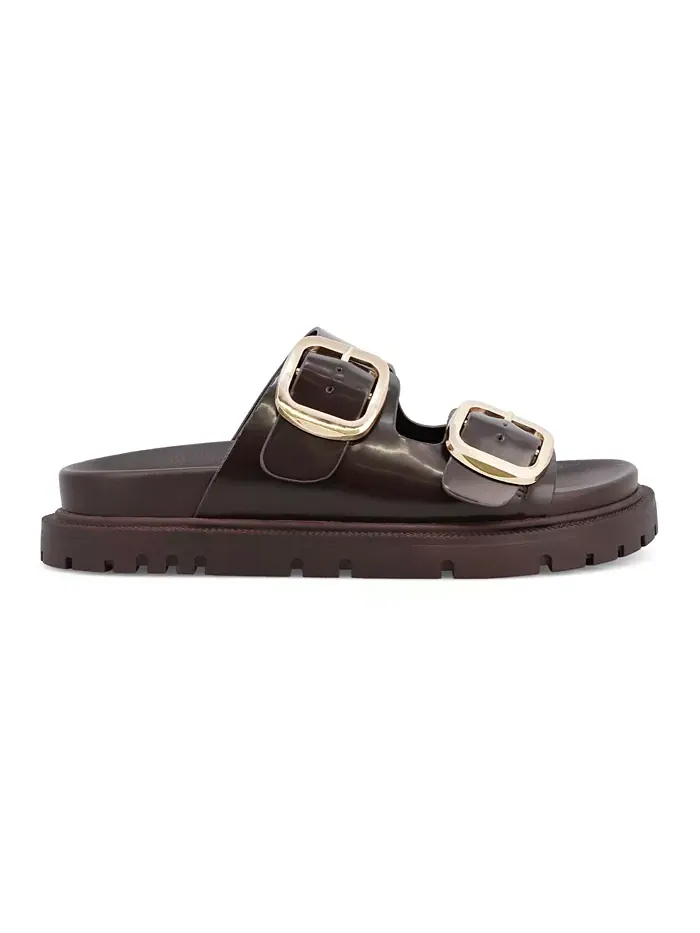 Женские сандалии Gen Double Buckle Flat Slide MIA — изображение 2 из 5, коричневый