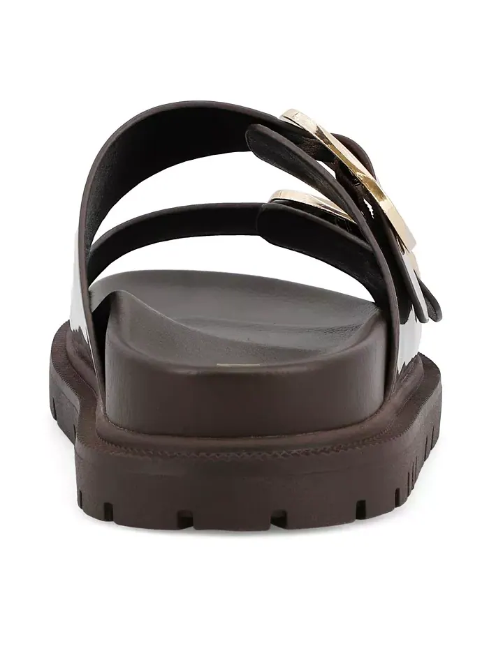Женские сандалии Gen Double Buckle Flat Slide MIA — изображение 3 из 5, коричневый
