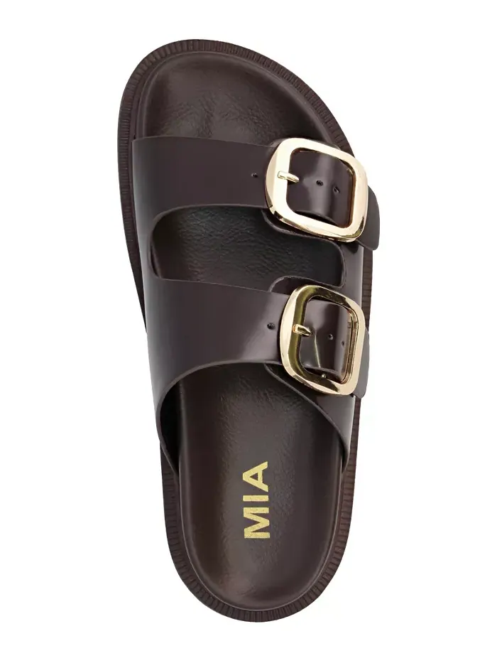 Женские сандалии Gen Double Buckle Flat Slide MIA — изображение 4 из 5, коричневый