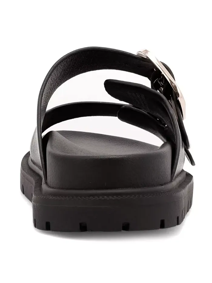 Женские сандалии Gen Double Buckle Flat Slide MIA — изображение 3 из 5, черный/золотистый