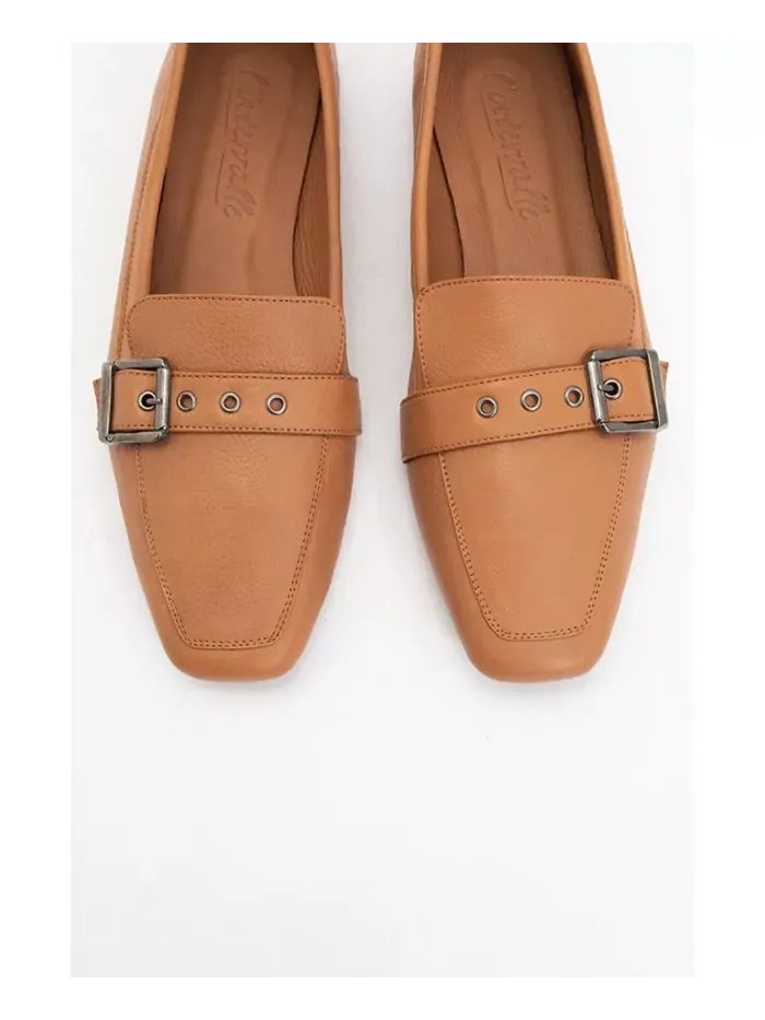 Черные кожаные лоферы на плоской подошве (женские) Forever & Always Shoes — изображение 3 из 3, коньячный коричневый