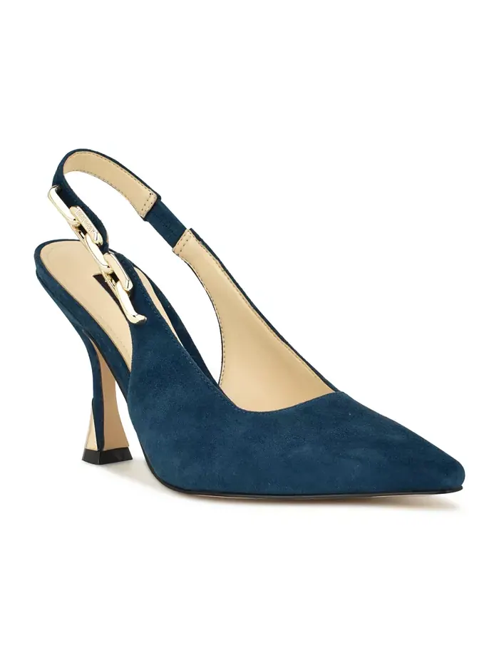 Женские туфли-лодочки Veroni на шпильке с открытой пяткой Nine West — изображение 1 из 5, темный синий