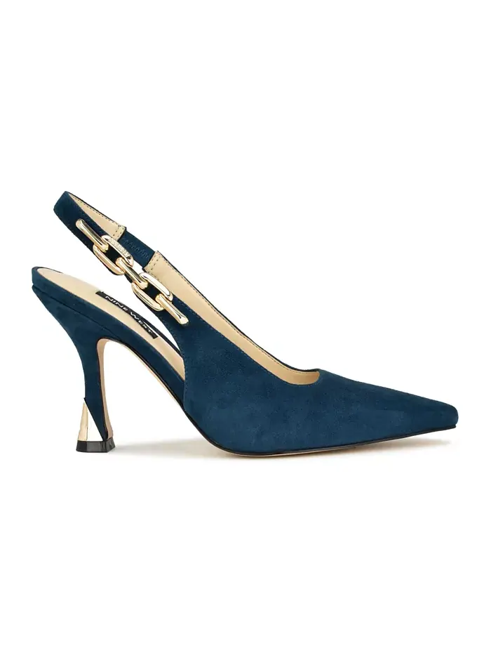 Женские туфли-лодочки Veroni на шпильке с открытой пяткой Nine West — изображение 2 из 5, темный синий