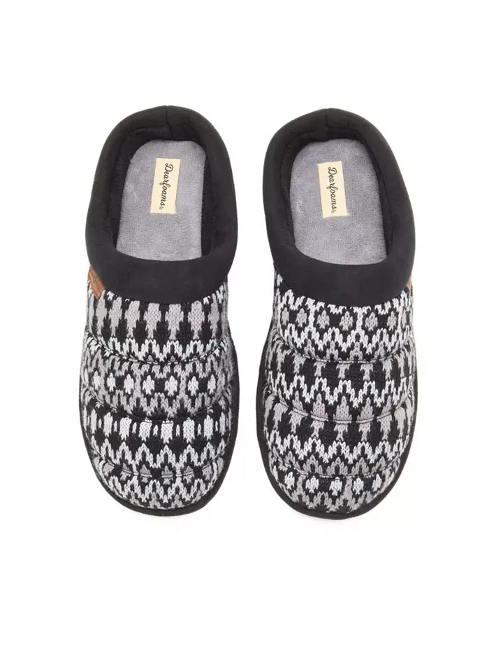 Мужские домашние тапочки Asher Marled Knit Clog Dearfoams — изображение 4 из 5, черный