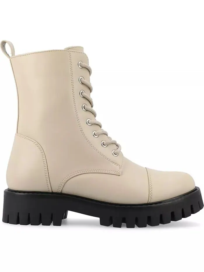 Женские боевые ботинки Aaley Lace Up Lug Combat Bootie Journee Collection — изображение 2 из 9, кость