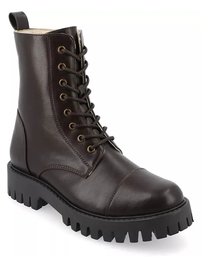 Женские боевые ботинки Aaley Lace Up Lug Combat Bootie Journee Collection — изображение 9 из 9, кость