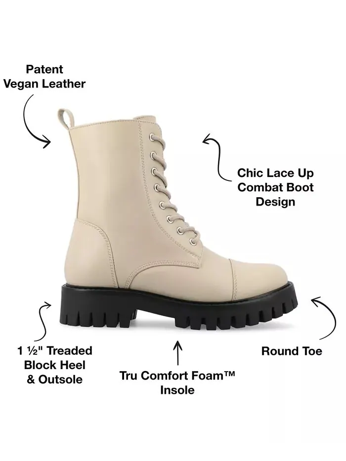 Женские боевые ботинки Aaley Lace Up Lug Combat Bootie Journee Collection — изображение 6 из 9, кость