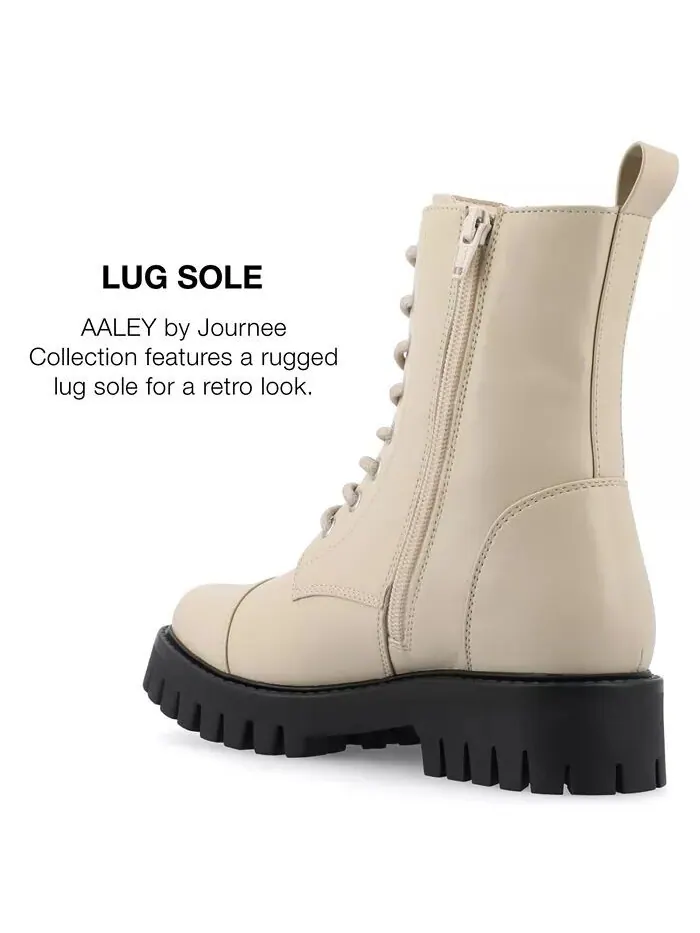 Женские боевые ботинки Aaley Lace Up Lug Combat Bootie Journee Collection — изображение 7 из 9, кость