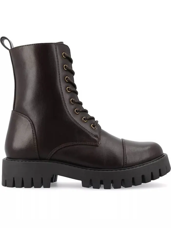 Женские боевые ботинки Aaley Lace Up Lug Combat Bootie Journee Collection — изображение 2 из 9, коричневый