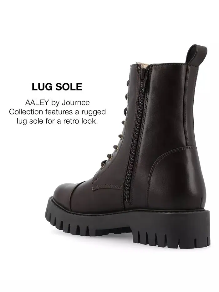 Женские боевые ботинки Aaley Lace Up Lug Combat Bootie Journee Collection — изображение 7 из 9, коричневый