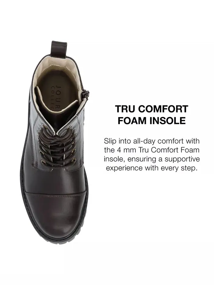 Женские боевые ботинки Aaley Lace Up Lug Combat Bootie Journee Collection — изображение 8 из 9, коричневый