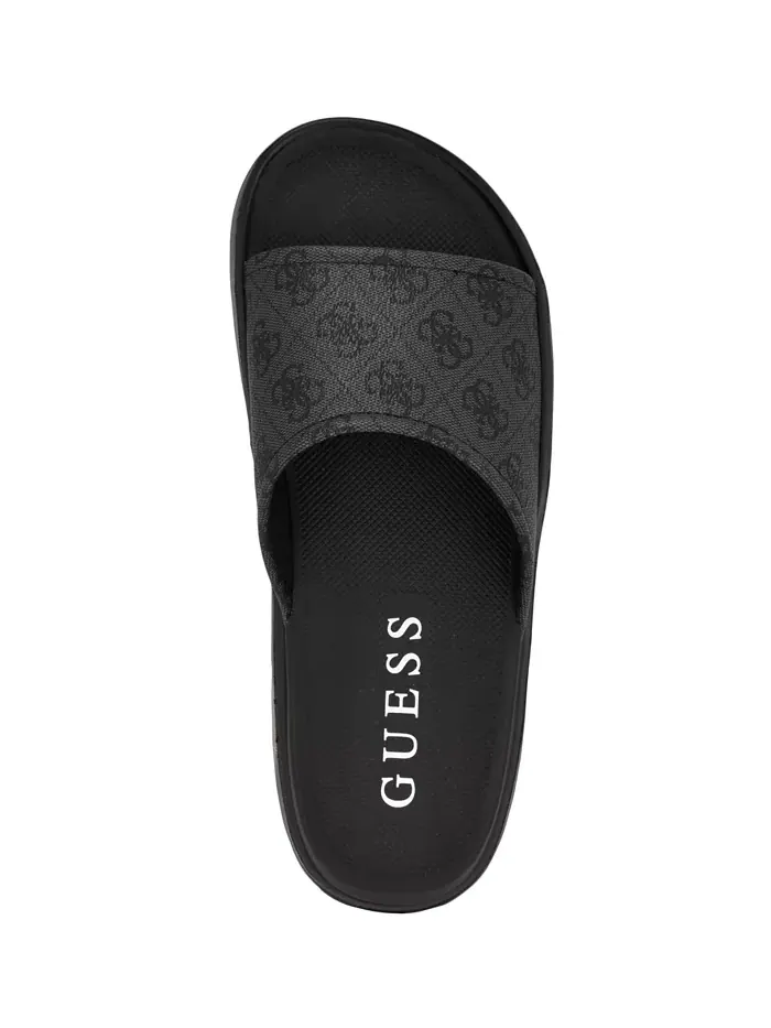 Мужские брендовые слайдеры Magaria с утолщенной подошвой для бассейна GUESS — изображение 4 из 5, темный серый мульти