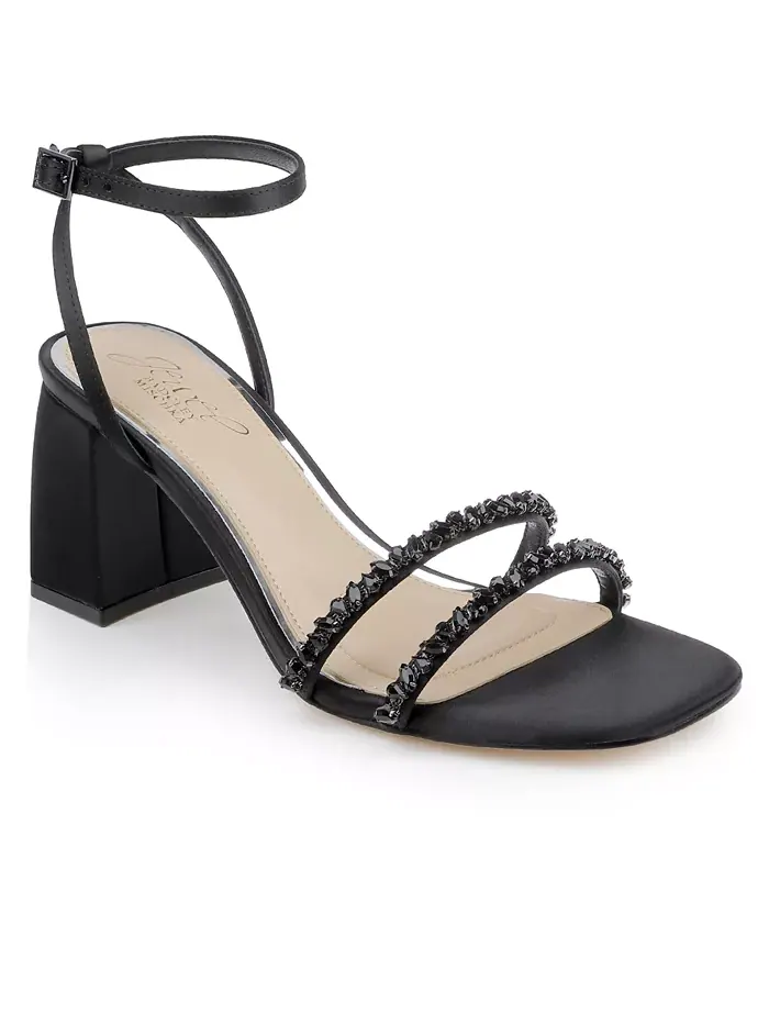 Женские босоножки Nella на устойчивом каблуке Jewel Badgley Mischka — изображение 1 из 5, черный