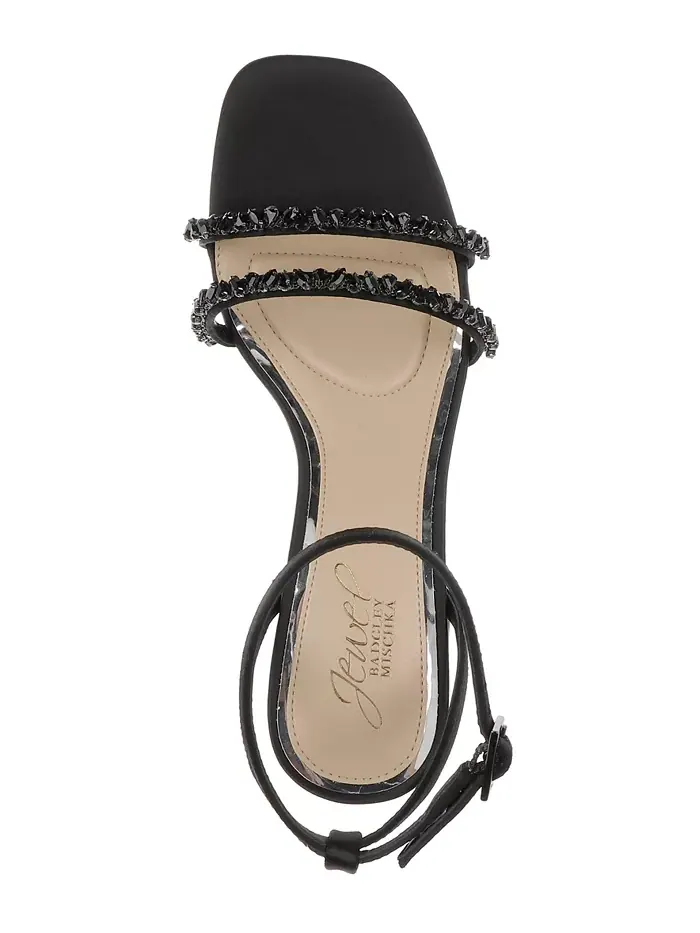 Женские босоножки Nella на устойчивом каблуке Jewel Badgley Mischka — изображение 4 из 5, черный