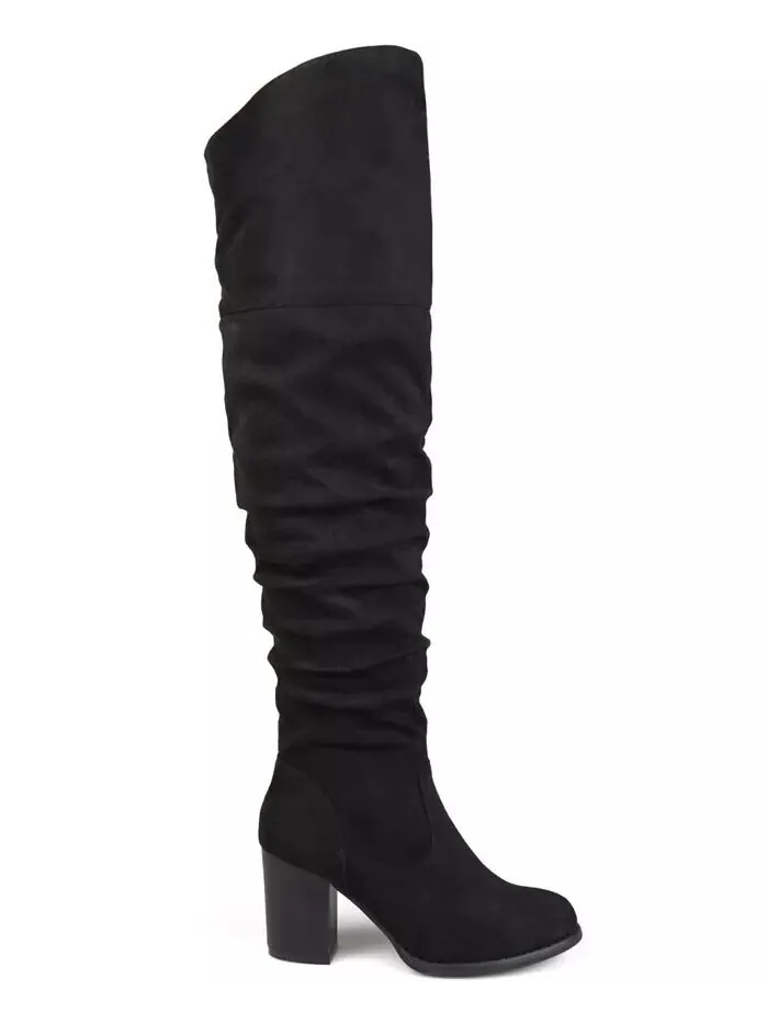 Женские сапоги Kaison Wide Calf Stacked Heel выше колена Journee Collection — изображение 6 из 8, черный