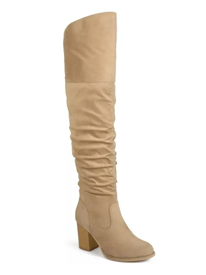 Женские сапоги Kaison Wide Calf Stacked Heel выше колена Journee Collection