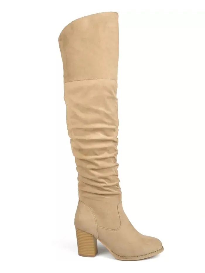 Женские сапоги Kaison Wide Calf Stacked Heel выше колена Journee Collection — изображение 7 из 7, серый
