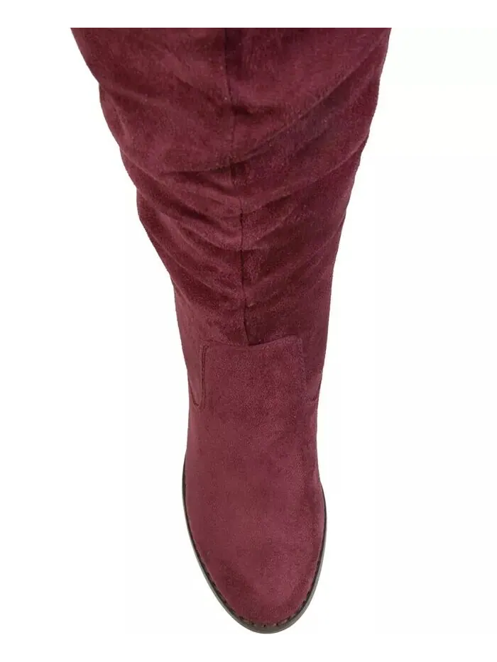 Женские сапоги Kaison Wide Calf Stacked Heel выше колена Journee Collection — изображение 5 из 7, красный