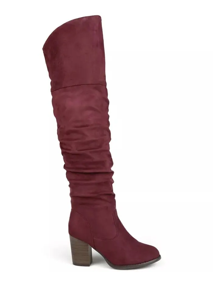 Женские сапоги Kaison Wide Calf Stacked Heel выше колена Journee Collection — изображение 7 из 7, красный