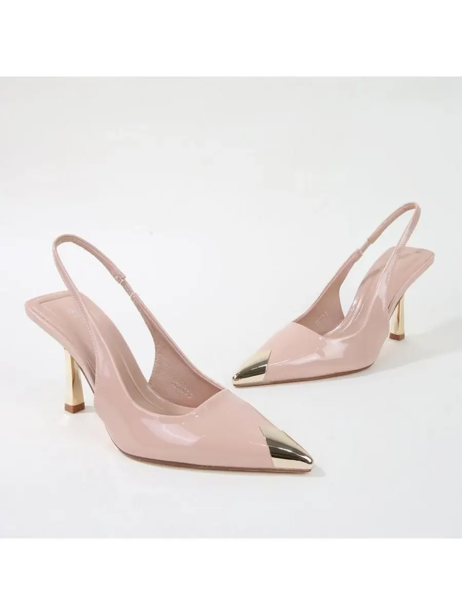 Vega Metallic Cap-Toe Slingback BERNESS — изображение 2 из 3, бежевый