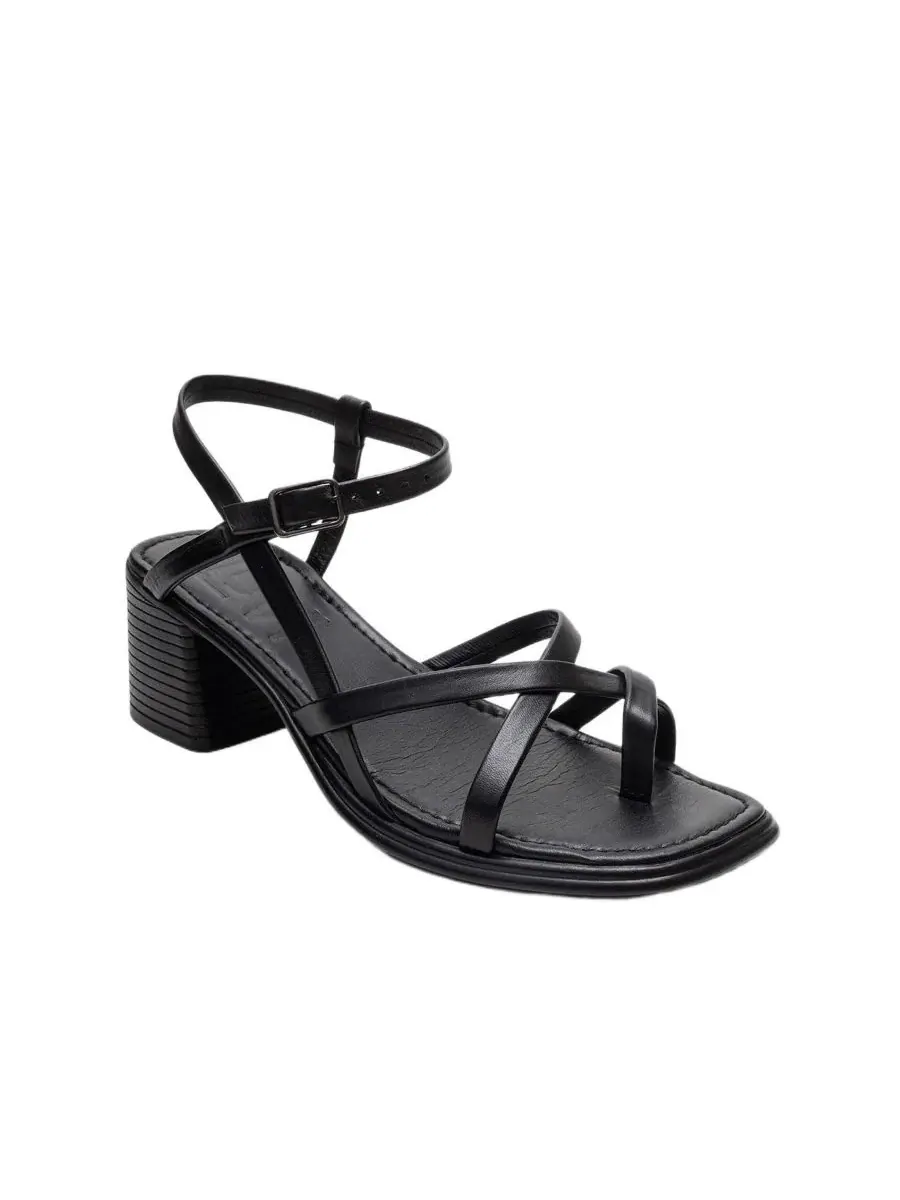 Женские роскошные кожаные сандалии на блочном каблуке Forever & Always Shoes — изображение 1 из 5, черный