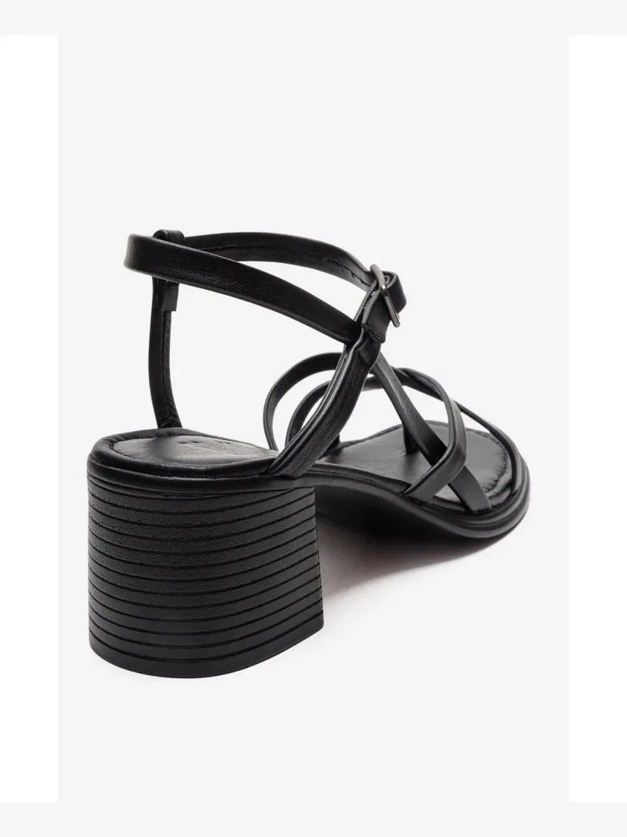 Женские роскошные кожаные сандалии на блочном каблуке Forever & Always Shoes — изображение 4 из 5, черный
