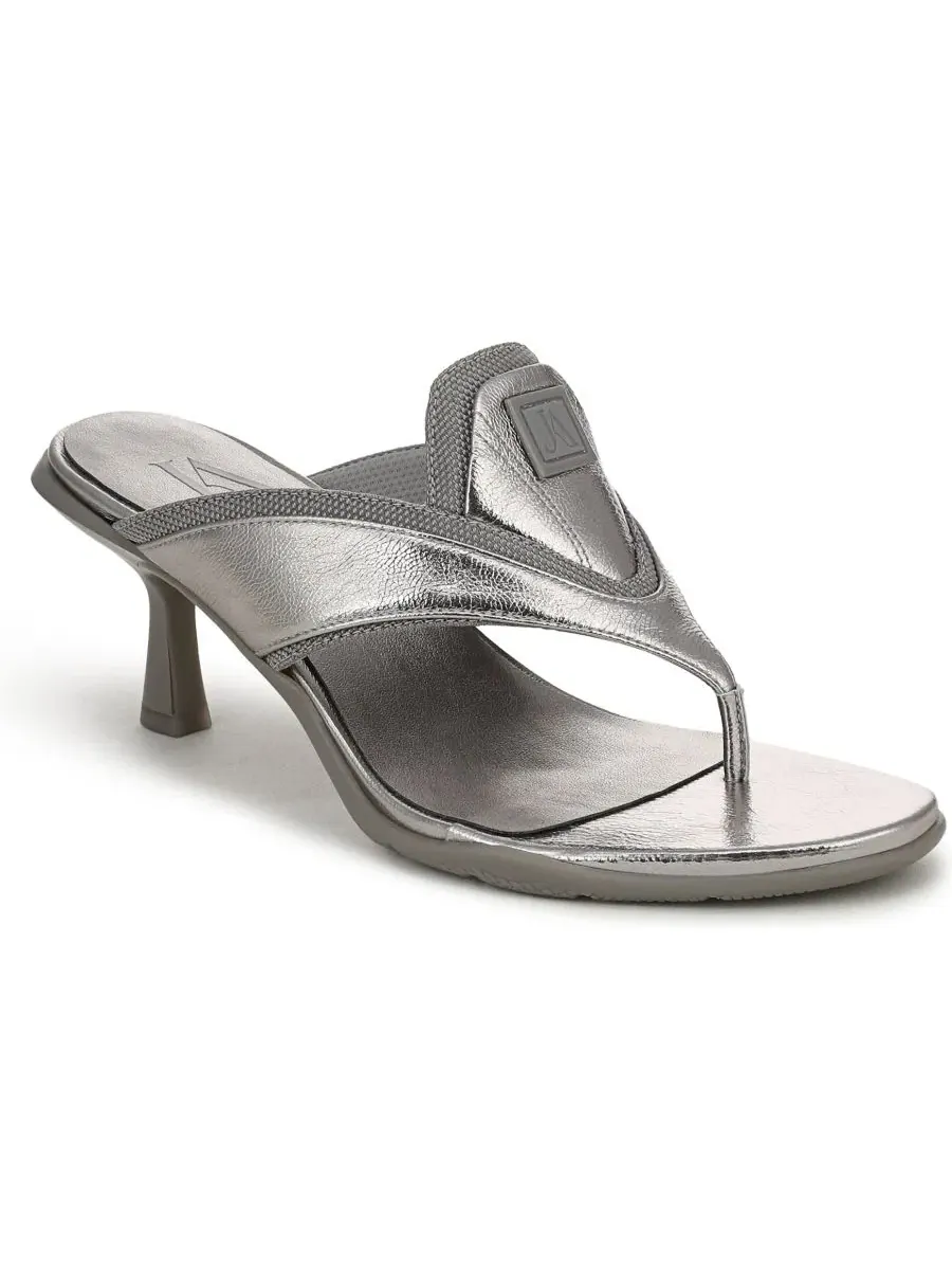 Босоножки-слайды на каблуке Ravyn x June Ambrose Naturalizer, Pewter Metallic Leather/Mesh — изображение 1 из 8