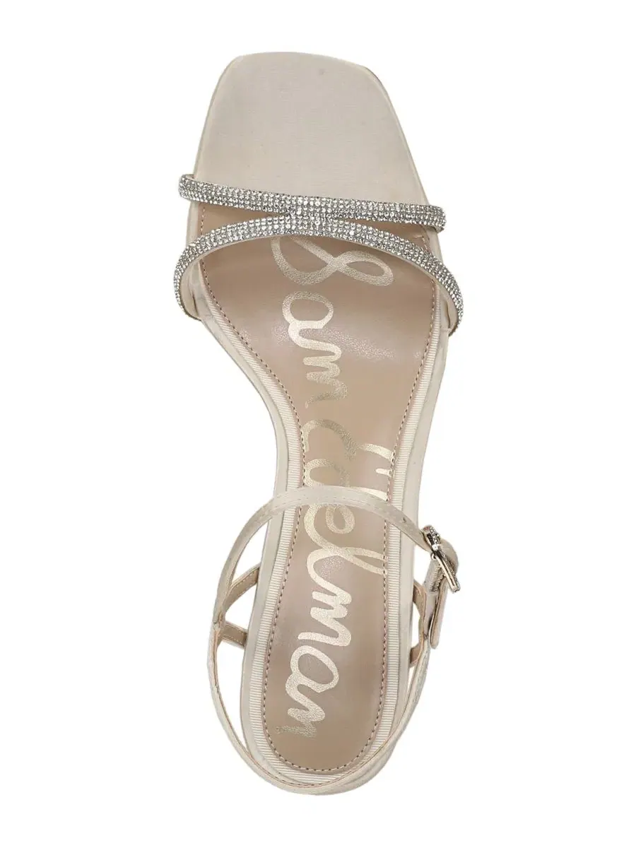 Босоножки на каблуке с открытым носком и стразовым декором Presley Glam Sam Edelman — изображение 4 из 5, слоновая кость