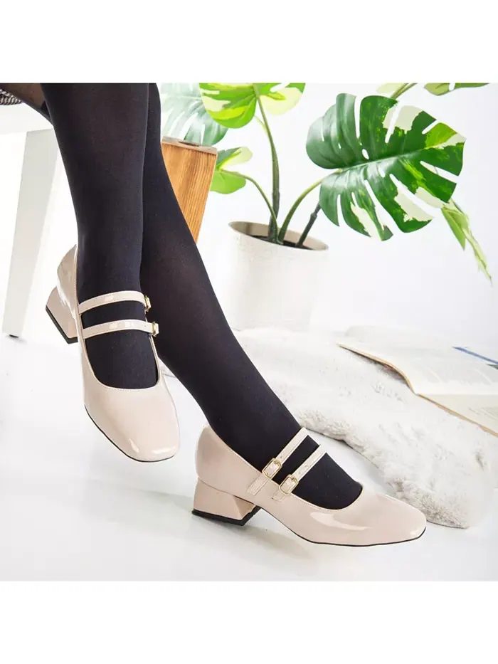 Туфли Lizbeth в стиле Mary Jane Forever & Always Shoes — изображение 7 из 8, бежевый