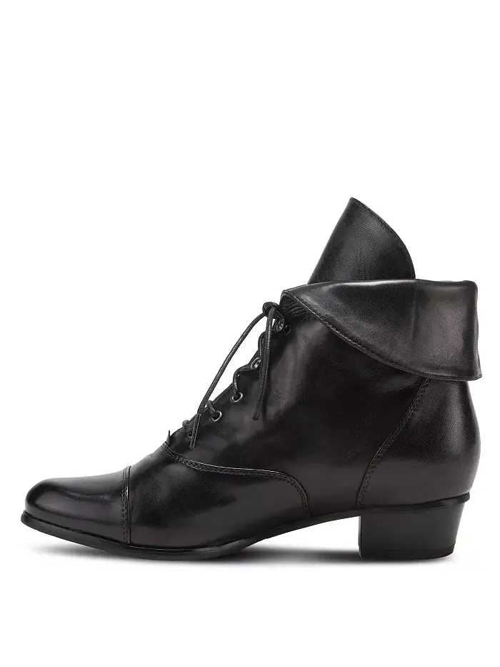 Galil Polished Leather Lace-Up Bootie с отложным манжетом и каблуком stacked heel Spring Step — изображение 3 из 6, черный
