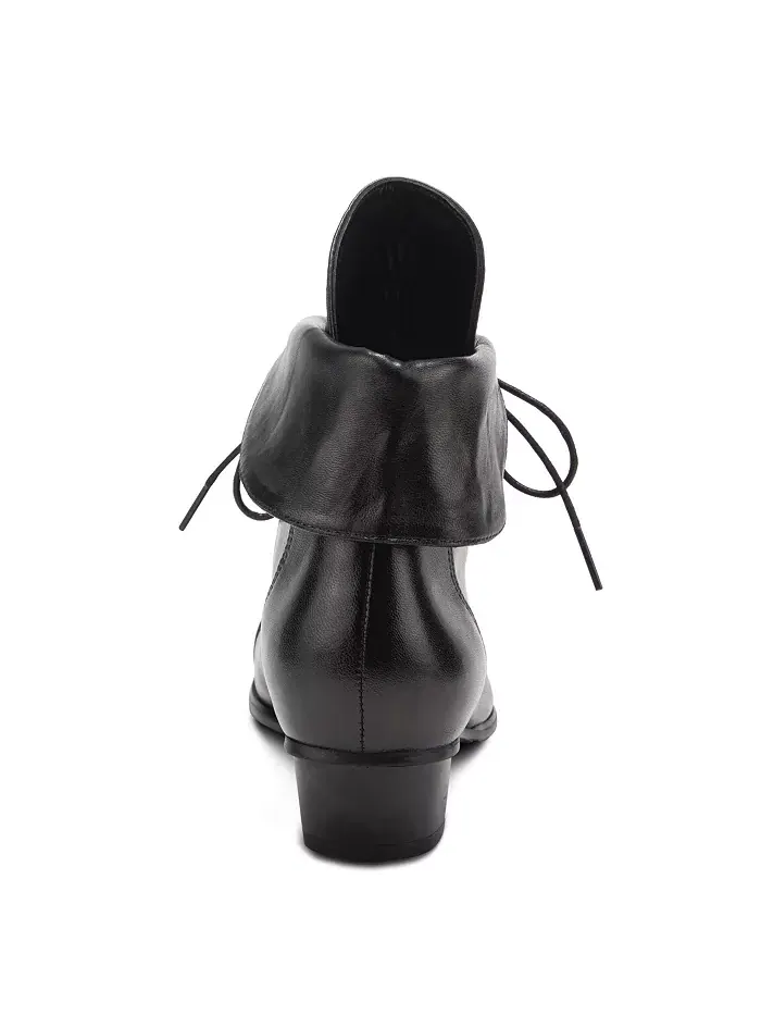 Galil Polished Leather Lace-Up Bootie с отложным манжетом и каблуком stacked heel Spring Step — изображение 4 из 6, черный