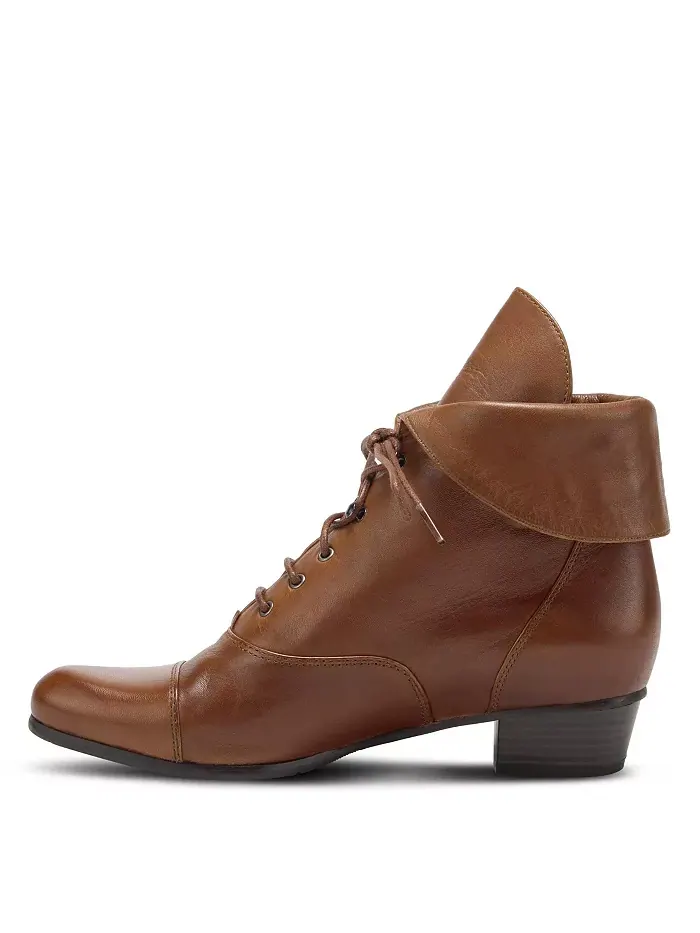 Galil Polished Leather Lace-Up Bootie с отложным манжетом и каблуком stacked heel Spring Step — изображение 2 из 6