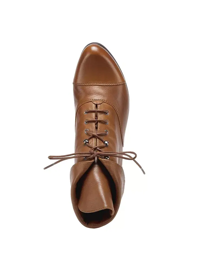 Galil Polished Leather Lace-Up Bootie с отложным манжетом и каблуком stacked heel Spring Step — изображение 3 из 6