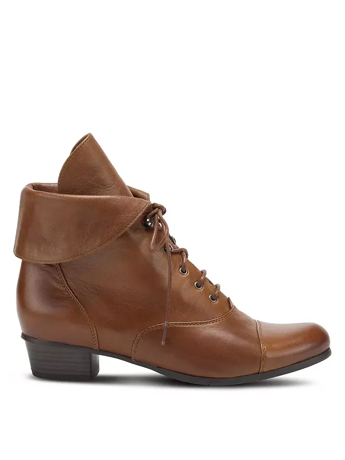 Galil Polished Leather Lace-Up Bootie с отложным манжетом и каблуком stacked heel Spring Step — изображение 5 из 6