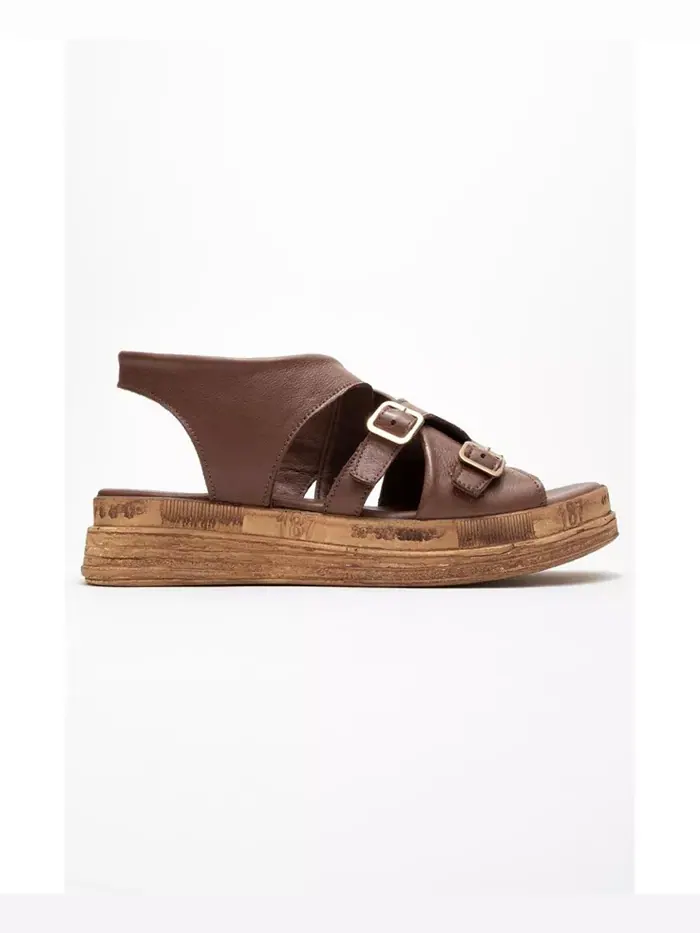 Levine Кожаные Сандалии с Пряжкой и Боковой Молнией (Женские) Forever & Always Shoes — изображение 6 из 6, коричневый