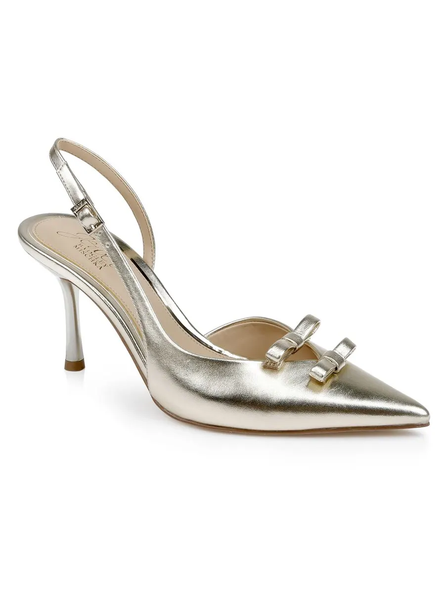 Женские вечерние туфли Ellery Bow Jewel Badgley Mischka — изображение 1 из 7, золотистый металлик