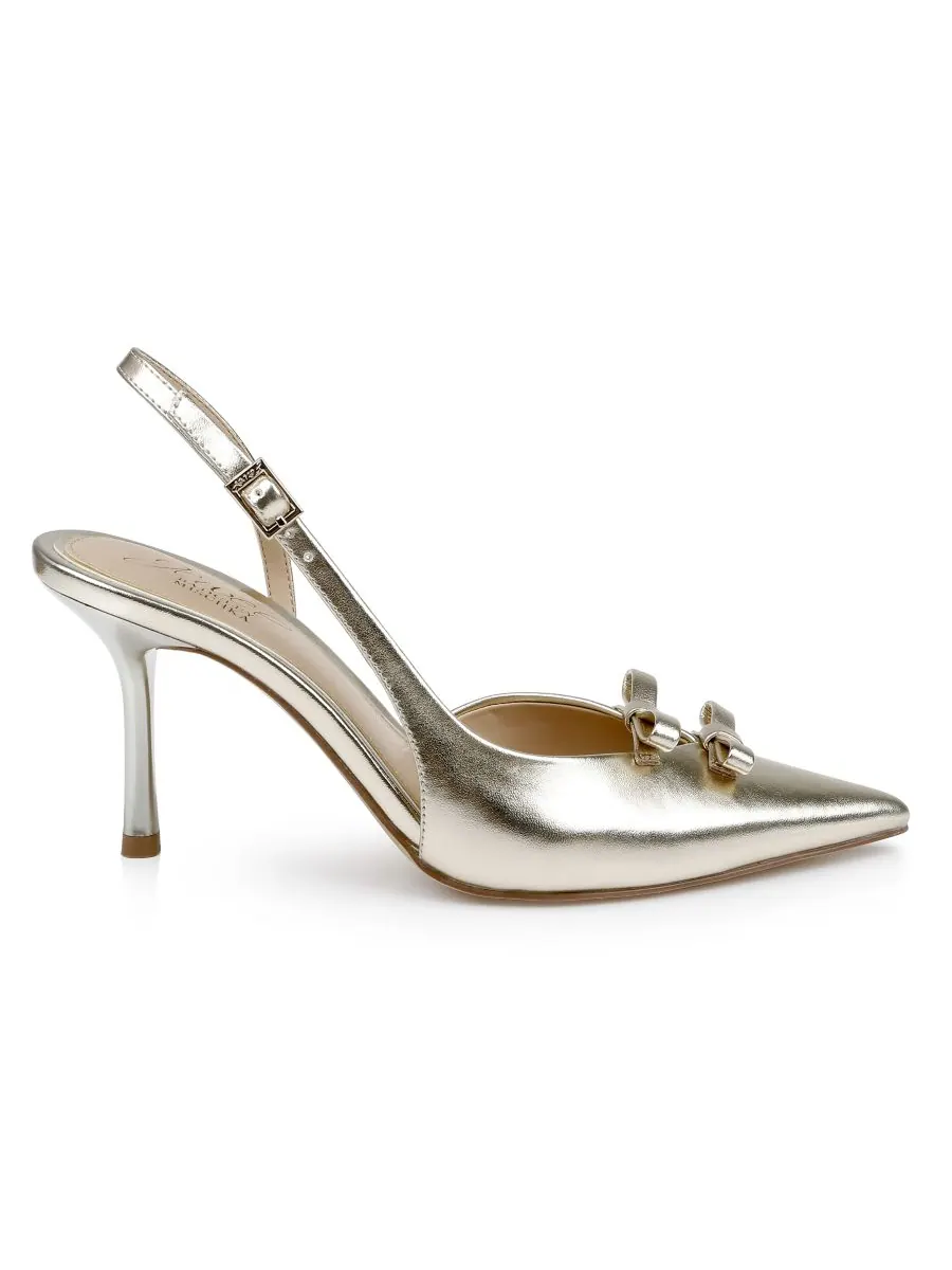 Женские вечерние туфли Ellery Bow Jewel Badgley Mischka — изображение 4 из 7, золотистый металлик