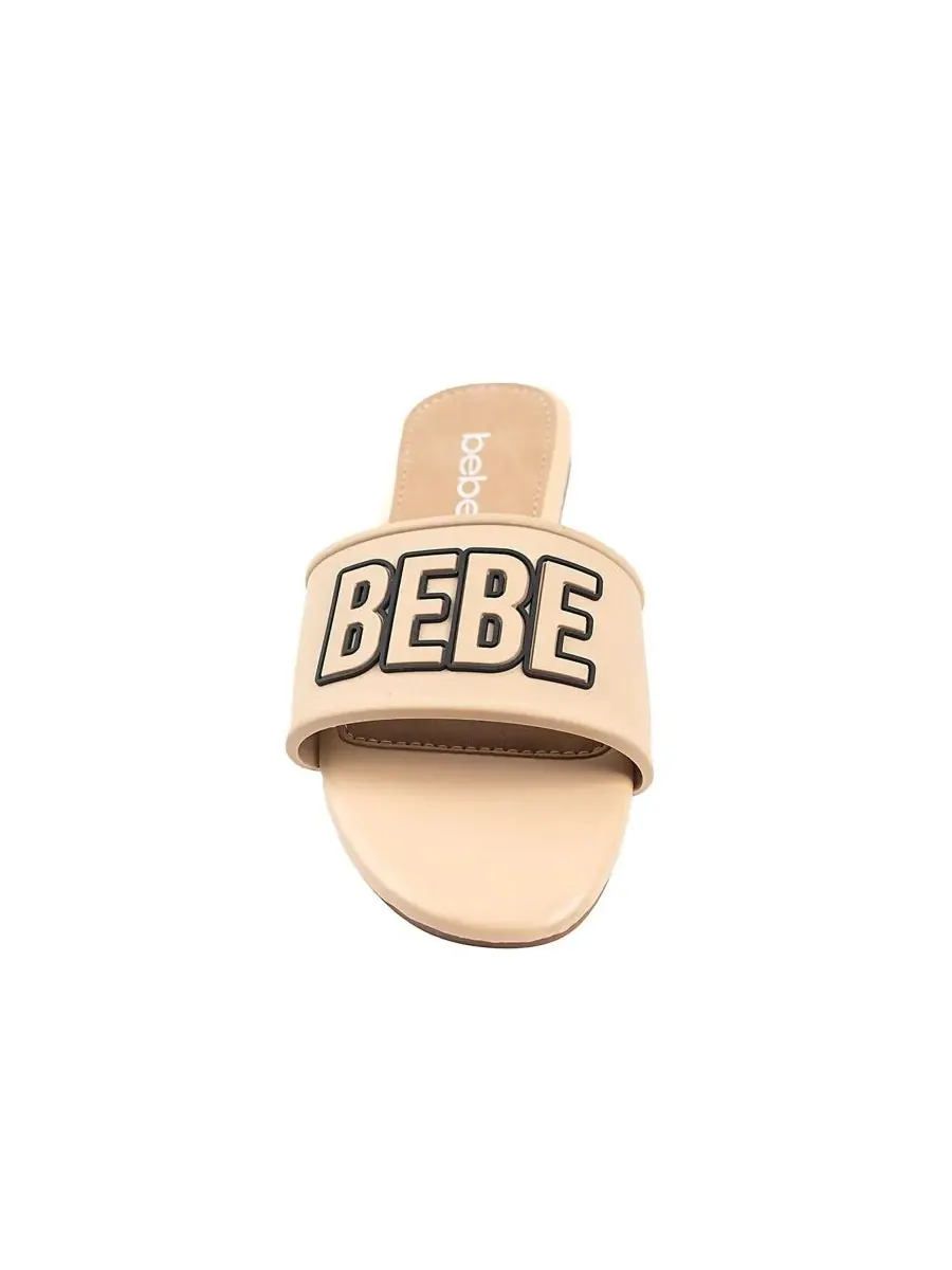 Стильные и удобные модные женские сандалии с резиновым логотипом Bebe — изображение 4 из 7, нудовый