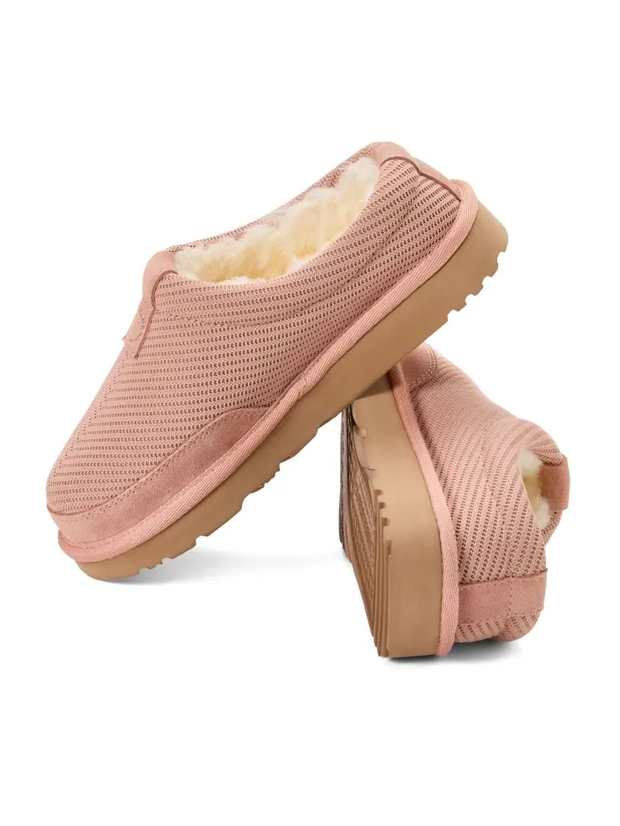 Женские тапочки-клоги с овчиной Fireside by Greta Sport Knit Twill Dearfoams — изображение 7 из 7, розовый