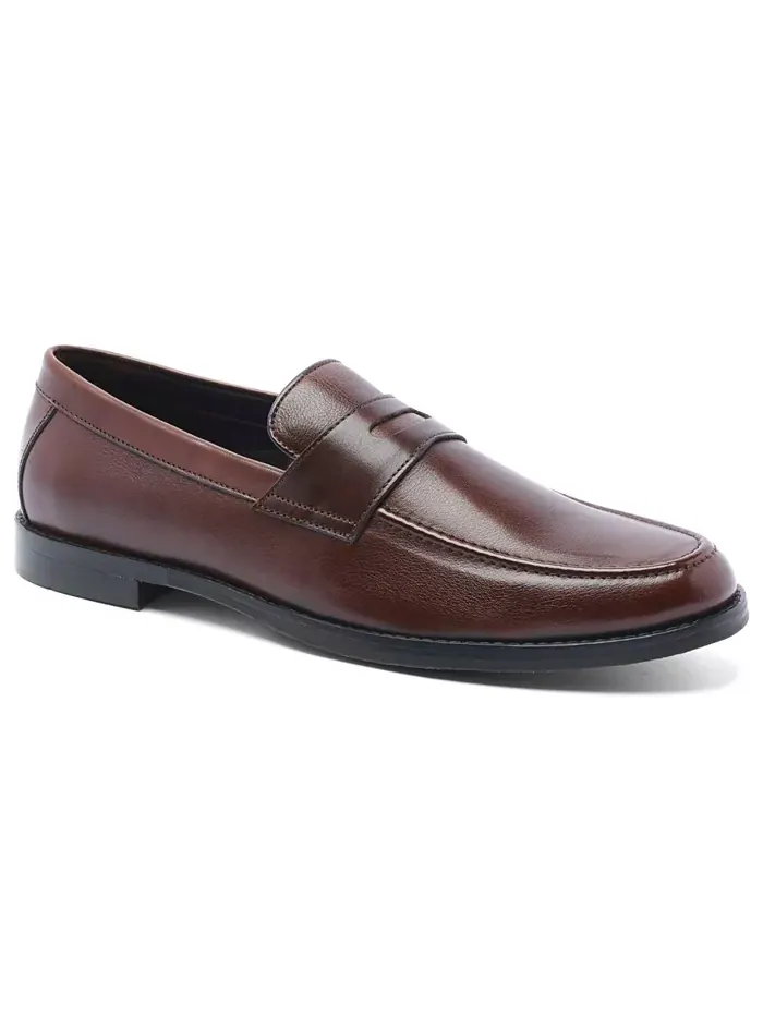 Мужские кожаные лоферы Sherman Penny Slip-On Anthony Veer — коричневый