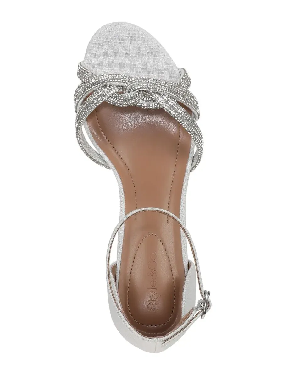 Босоножки на каблуке-шпильке с регулируемым ремешком, модель Peachyy Almond Toe Style & Co — изображение 4 из 5, серебряный