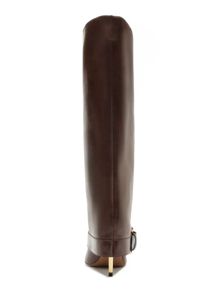 Ботинки женские кожаные с отделкой пряжкой Kenny Mid Stiletto Buckle Arezzo — изображение 3 из 5, какао