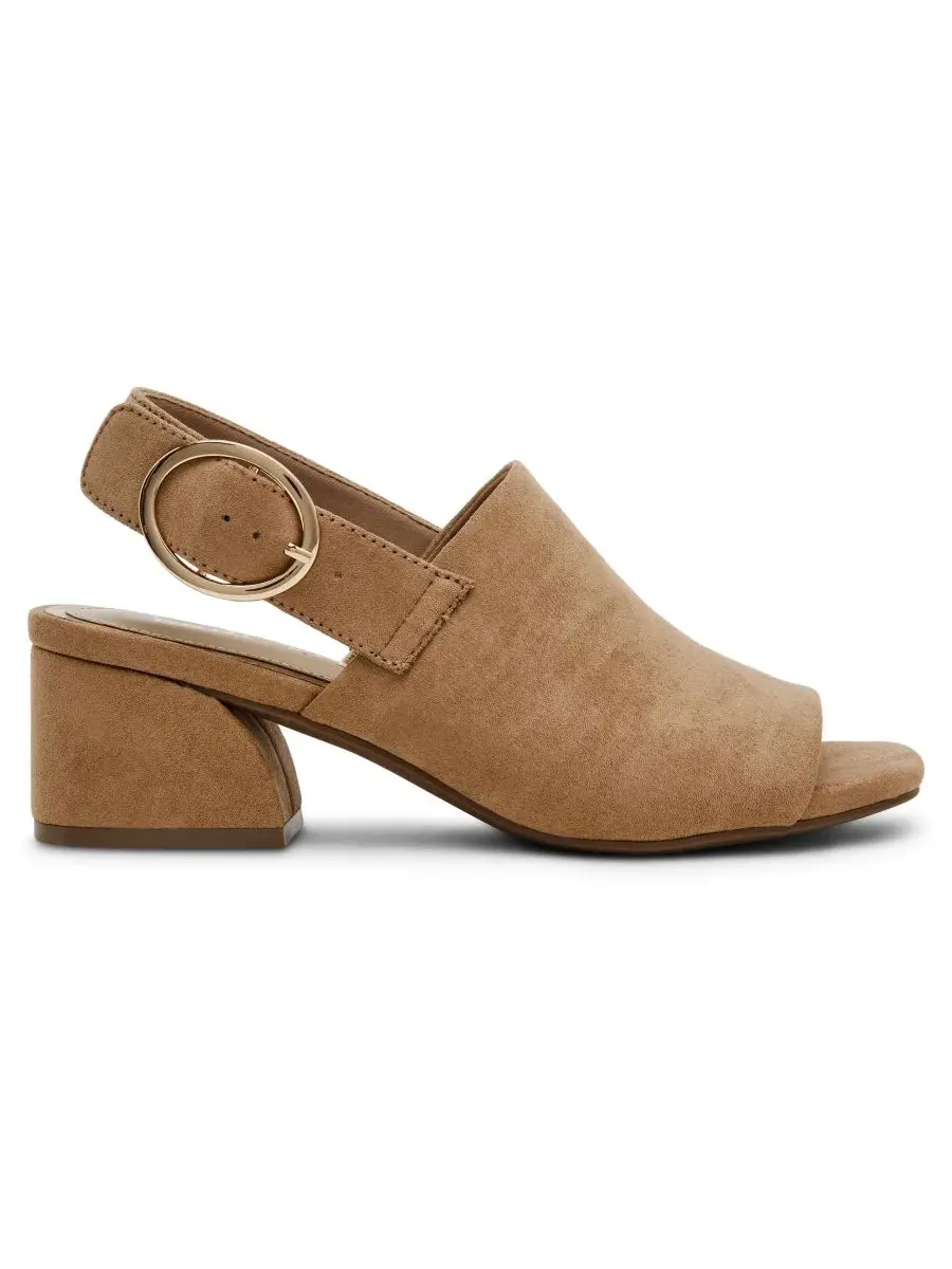 Босоножки на каблуке с квадратным носком Maddy Square Toe Shooties Anne Klein — изображение 2 из 8, песочный